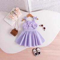 Load image into Gallery viewer, Kid Girls Solid Color Flower Dresses Wholesale 26012710
