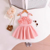Load image into Gallery viewer, Kid Girls Solid Color Flower Dresses Wholesale 26012710
