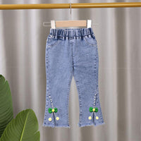 Load image into Gallery viewer, Baby Kid Girls Solid Color Flower Jeans Wholesale 26010702
