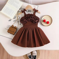 Load image into Gallery viewer, Kid Girls Solid Color Flower Dresses Wholesale 26012710

