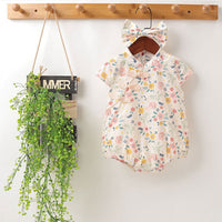 Load image into Gallery viewer, Baby Girls Flower Print Rompers Wholesale 22051726
