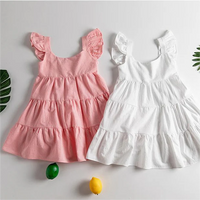 Load image into Gallery viewer, Kid Girl Ruffle Trim Plain Flutter Sleeve Dress Wholesale 24231455
