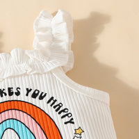 Load image into Gallery viewer, 2 Pieces Set Baby Girls Letters Rainbow Print Tank Tops And Flower Pants Wholesale 20240409
