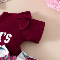 Load image into Gallery viewer, Baby Girls Letters Flower Print Rompers Wholesale 20240404
