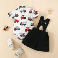 Load image into Gallery viewer, 2 Pieces Set Baby Boys Dinosaur Car Cartoon Print Rompers And Solid Color Shorts Wholesale 20240415
