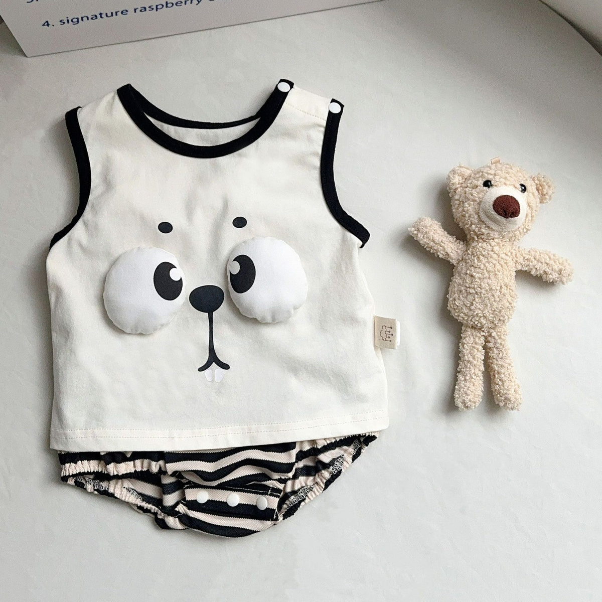 2 Pieces Set Baby Kid Girls Boys Expression Tank Tops And Striped Shorts Wholesale 240522251