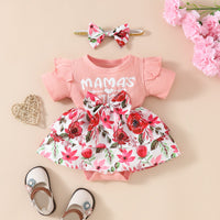 Load image into Gallery viewer, Baby Girls Letters Flower Print Rompers Wholesale 20240404
