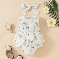 Load image into Gallery viewer, Baby Girls Flower Print Rompers Wholesale 20240408
