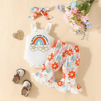 Load image into Gallery viewer, 2 Pieces Set Baby Girls Letters Rainbow Print Tank Tops And Flower Pants Wholesale 20240409
