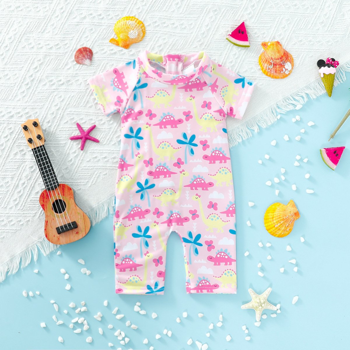 Baby Girls Dinosaur Print Swimwears Wholesale 20240411