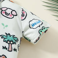 Load image into Gallery viewer, 2 Pieces Set Baby Boys Dinosaur Car Cartoon Print Rompers And Solid Color Shorts Wholesale 20240415
