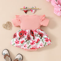 Load image into Gallery viewer, Baby Girls Letters Flower Print Rompers Wholesale 20240404
