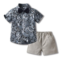 Load image into Gallery viewer, 2 Pieces Set Baby Kid Boys Flower Print T-Shirts And Solid Color Shorts Wholesale 230411152
