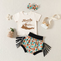 Load image into Gallery viewer, 2 Pieces Set Baby Kid Girls Letters Print T-Shirts Cartoon Plant And Alphabet Shorts Wholesale 23040766
