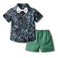 Load image into Gallery viewer, 2 Pieces Set Baby Kid Boys Flower Print T-Shirts And Solid Color Shorts Wholesale 230411152

