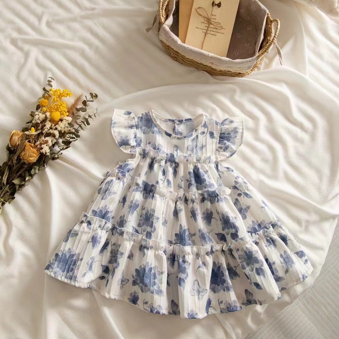 Baby Kid Girls Flower Print Dresses Wholesale 20240402
