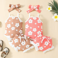 Load image into Gallery viewer, 2 Pieces Set Baby Girls Flower Print Tank Tops And Shorts Wholesale 20240413
