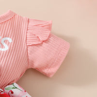 Load image into Gallery viewer, Baby Girls Letters Flower Print Rompers Wholesale 20240404
