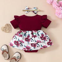 Load image into Gallery viewer, Baby Girls Letters Flower Print Rompers Wholesale 20240404
