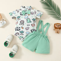 Load image into Gallery viewer, 2 Pieces Set Baby Boys Dinosaur Car Cartoon Print Rompers And Solid Color Shorts Wholesale 20240415
