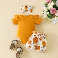 Load image into Gallery viewer, 2 Pieces Set Baby Girls Letters Print Rompers And Flower Shorts Wholesale 20240407
