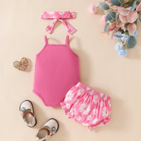 Load image into Gallery viewer, 2 Pieces Set Baby Girls Letters Flower Print Tank Tops And Shorts Wholesale 20240412
