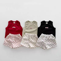 Load image into Gallery viewer, 2 Pieces Set Baby Kid Girls Letters Tank Tops And Polka dots Shorts Wholesale 26061717

