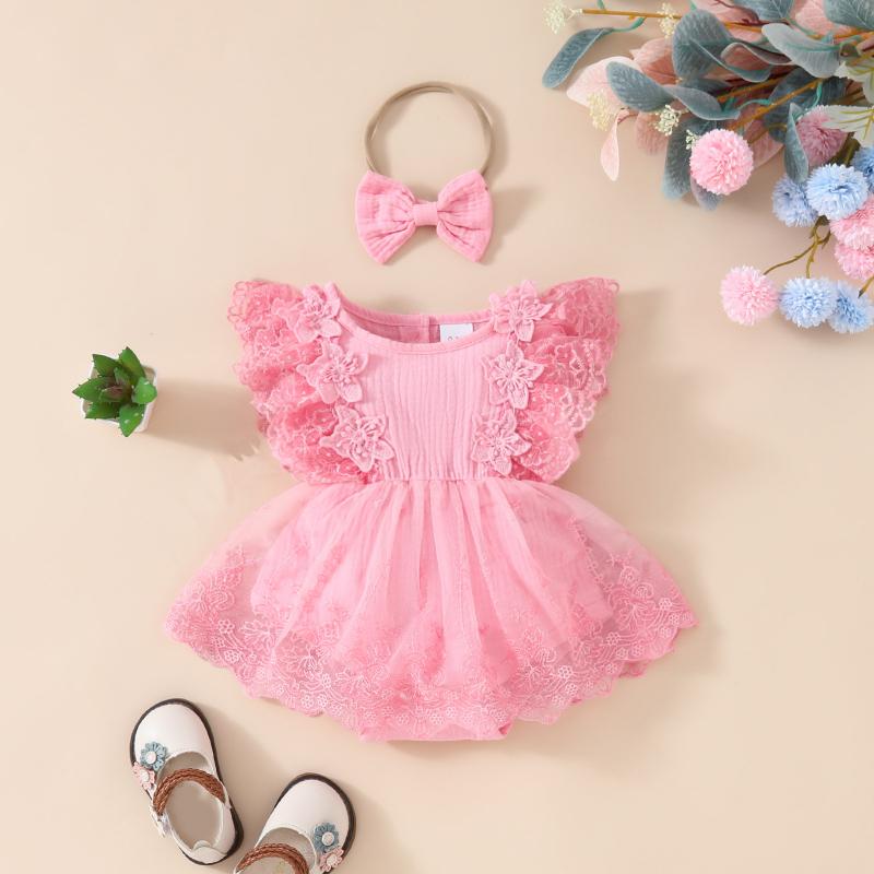 Baby Girls Solid Color Rompers Wholesale 20240403