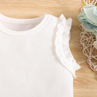 Load image into Gallery viewer, 2 Pieces Set Baby Kid Girls Solid Color Print Tank Tops And Shorts Wholesale 20240401
