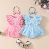 Load image into Gallery viewer, Baby Girls Solid Color Rompers Wholesale 20240403
