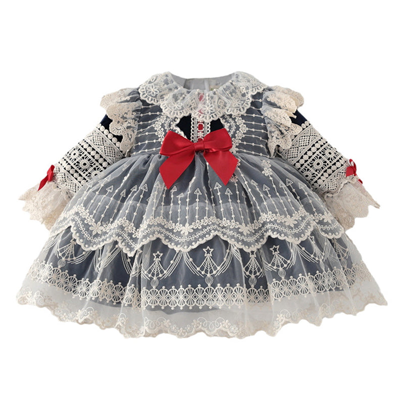 Baby Kid Girls Bow Lace Dressy Birthday Party Dresses Princess Dresses Wholesale 001110292