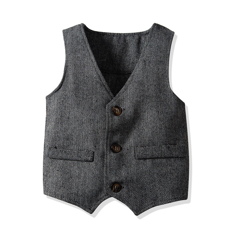 Baby Kid Boys Solid Color Houndstooth Vests Waistcoats Wholesale 00169271