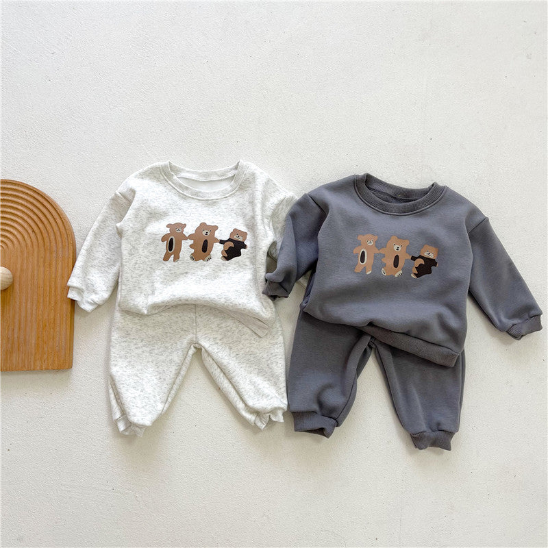 2 Pieces Set Baby Kid Girls Boys Animals Print Tops And Solid Color Pants Wholesale 014311318