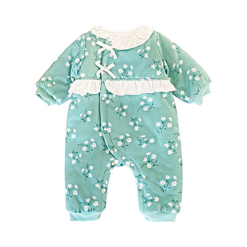 Baby Kid Girls Flower Bow Print Jumpsuits Wholesale 046610464