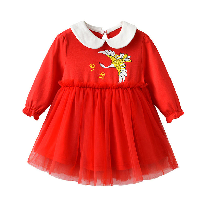 Baby Kid Girls Animals Lace Print Dresses Wholesale 05109570