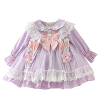 Load image into Gallery viewer, Baby Kid Girls Bow Lace Embroidered Birthday Party Dresses Princess Dresses Wholesale 061410250
