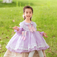 Load image into Gallery viewer, Baby Kid Girls Bow Lace Embroidered Birthday Party Dresses Princess Dresses Wholesale 061410250

