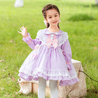 Load image into Gallery viewer, Baby Kid Girls Bow Lace Embroidered Birthday Party Dresses Princess Dresses Wholesale 061410250
