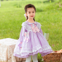 Load image into Gallery viewer, Baby Kid Girls Bow Lace Embroidered Birthday Party Dresses Princess Dresses Wholesale 061410250
