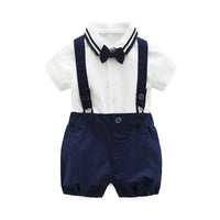 Load image into Gallery viewer, 2 Pieces Set Baby Kid Boys Striped Bow T-Shirts And Solid Color Rompers Wholesale 08159547
