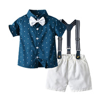 Load image into Gallery viewer, 2 Pieces Set Baby Kid Boys Birthday Party Polka dots Bow Shirts And Color-blocking Rompers Wholesale 22121463
