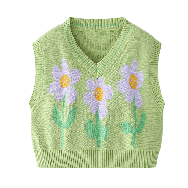 Baby Kid Girls Flower Crochet Vests Waistcoats Knitwear Wholesale 220817199