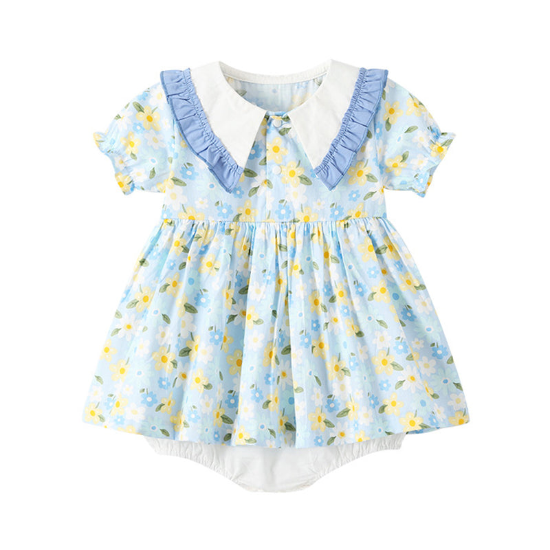 Baby Girls Flower Print Rompers Wholesale 221221311