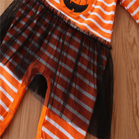 Load image into Gallery viewer, Baby Girls Striped Cartoon Bow Halloween Jumpsuits Headwear Wholesale 649110539
