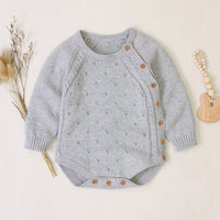 Load image into Gallery viewer, Baby Unisex Solid Color Crochet Rompers Wholesale 22102876
