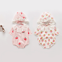 Load image into Gallery viewer, Baby Girls Fruit Print Rompers Accessories Hats Wholesale 220620124
