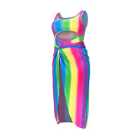 Load image into Gallery viewer, 2 Pieces Set Women Beach Rainbow Print Swimwears Wholesale 15679422
