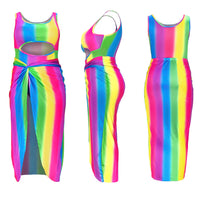 Load image into Gallery viewer, 2 Pieces Set Women Beach Rainbow Print Swimwears Wholesale 15679422
