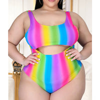 Load image into Gallery viewer, 2 Pieces Set Women Beach Rainbow Print Swimwears Wholesale 15679422
