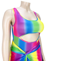 Load image into Gallery viewer, 2 Pieces Set Women Beach Rainbow Print Swimwears Wholesale 15679422
